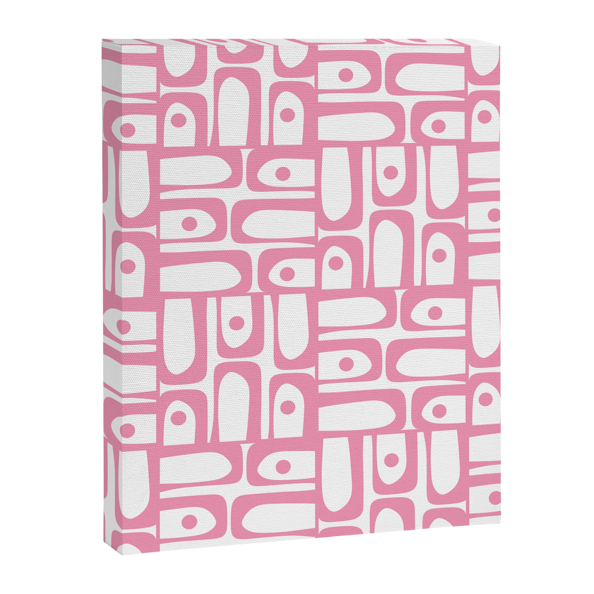 Mid Century Modern Piquet Abstract Multi Geometric Pattern in Retro Pink and White Canvas Print Gallery Image 8
