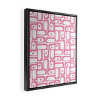 Mid Century Modern Piquet Abstract Multi Geometric Pattern in Retro Pink and White Framed Canvas Print Gallery Image 2