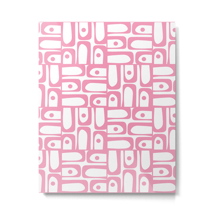 Mid Century Modern Piquet Abstract Multi Geometric Pattern in Retro Pink and White Metal Print Gallery Image 1