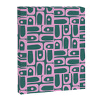Mid Century Modern Piquet Abstract Multi Geometric Pattern in Teal Green and Pink Canvas Print Gallery Image 8