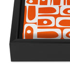 Mid Century Modern Piquet Abstract Multi Geometric Pattern Orange and White Framed Canvas Print Gallery Image 3