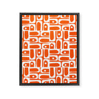 Mid Century Modern Piquet Abstract Multi Geometric Pattern Orange and White Framed Canvas Print Gallery Image 8