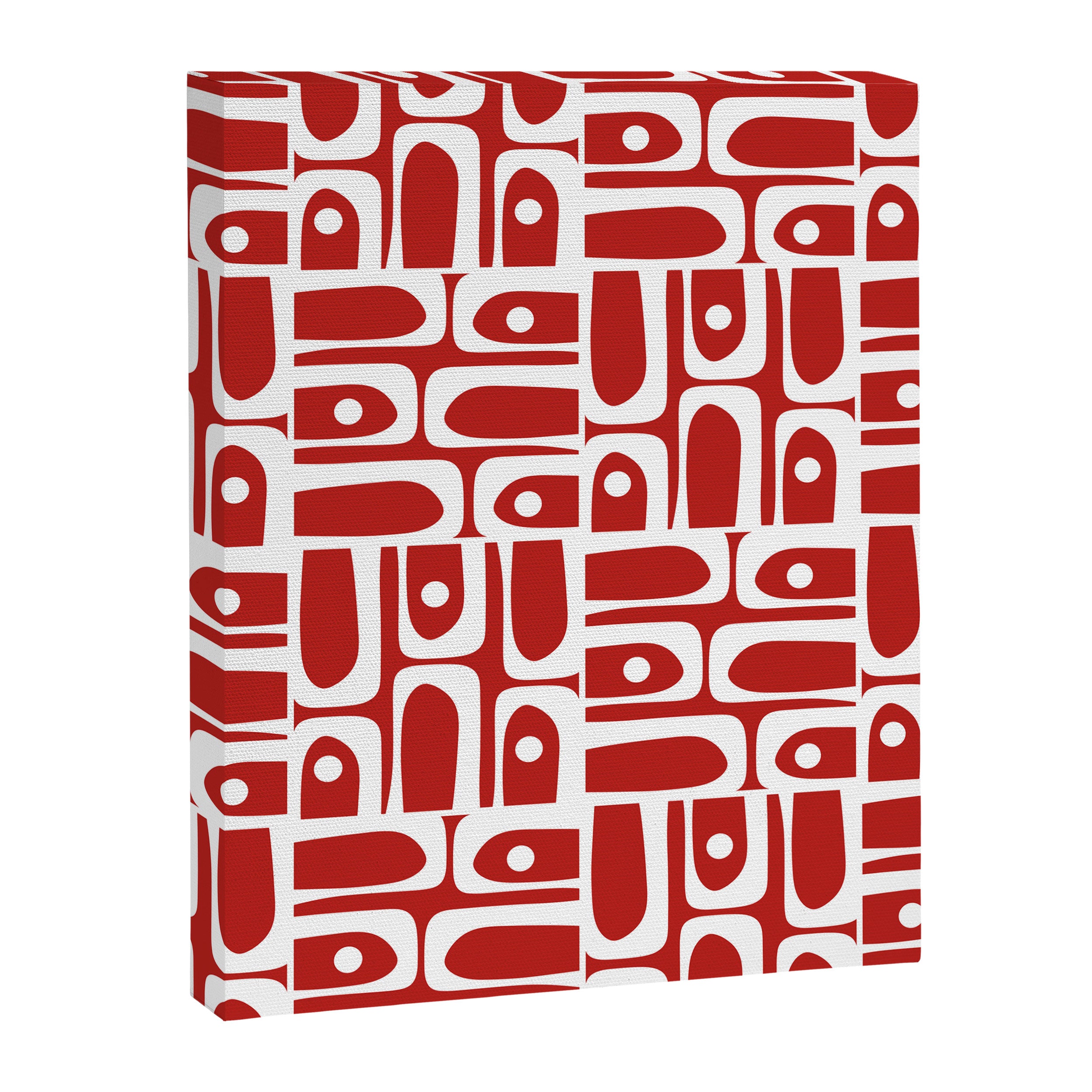 Mid Century Modern Piquet Abstract Multi Geometric Red and White Pattern Canvas Print Gallery Image 8