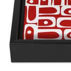 Mid Century Modern Piquet Abstract Multi Geometric Red and White Pattern Framed Canvas Print Gallery Image 3