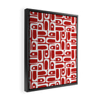 Mid Century Modern Piquet Abstract Multi Geometric Red and White Pattern Framed Canvas Print Gallery Image 2