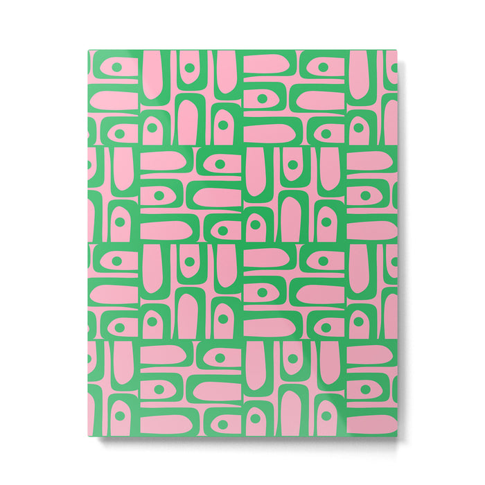 Mid Century Modern Piquet Abstract Multi Geometric Spring Green and Pink Pattern Metal Print Gallery Image 1