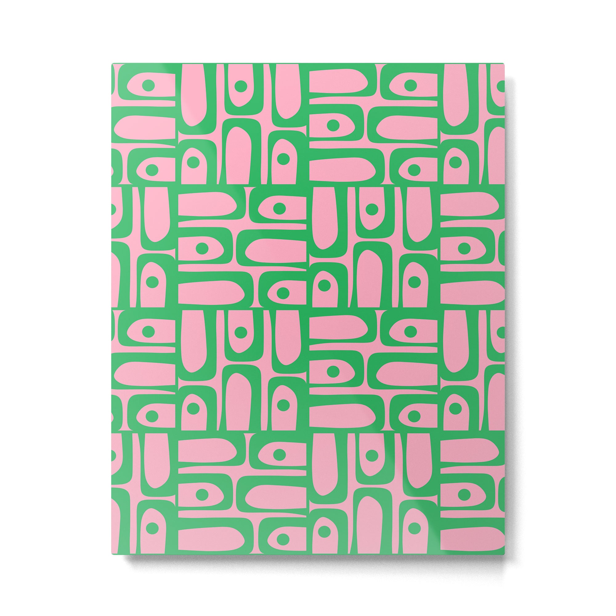 Mid Century Modern Piquet Abstract Multi Geometric Spring Green and Pink Pattern Metal Print Gallery Image 6
