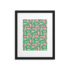Mid Century Modern Piquet Abstract Multi Geometric Spring Green and Pink Pattern Framed Art Print Gallery Image 6