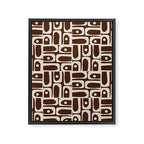 Mid Century Modern Piquet Abstract Multi Pattern 70s Brown and Beige Framed Canvas Print Gallery Image 8