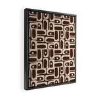 Mid Century Modern Piquet Abstract Multi Pattern 70s Brown and Beige Framed Canvas Print Gallery Image 2