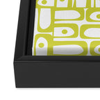 Mid Century Modern Piquet Abstract Multi Pattern Chartreuse and White Framed Canvas Print Gallery Image 3