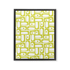 Mid Century Modern Piquet Abstract Multi Pattern Chartreuse and White Framed Canvas Print Gallery Image 8