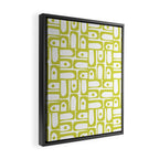 Mid Century Modern Piquet Abstract Multi Pattern Chartreuse and White Framed Canvas Print Gallery Image 2