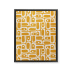 Mid Century Modern Piquet Abstract Multi Pattern Golden Ochre Mustard and Beige  Framed Canvas Print Gallery Image 8