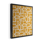 Mid Century Modern Piquet Abstract Multi Pattern Golden Ochre Mustard and Beige  Framed Canvas Print Gallery Image 2