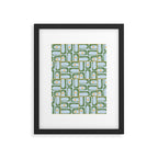 Mid Century Modern Piquet Abstract Multi Pattern Green Light Blue Yellow-Orange Framed Art Print Gallery Image 6