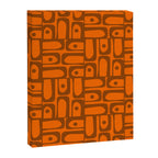 Mid Century Modern Piquet Abstract Multi Pattern in 70s Chocolate Brown and Orange Canvas Print Gallery Image 8