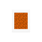 Mid Century Modern Piquet Abstract Multi Pattern in 70s Chocolate Brown and Orange Art Print Gallery Image 1