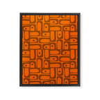 Mid Century Modern Piquet Abstract Multi Pattern in 70s Chocolate Brown and Orange Framed Canvas Print Gallery Image 8