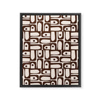 Mid Century Modern Piquet Abstract Multi Pattern in 70s Dark Brown and Beige Framed Canvas Print Gallery Image 8