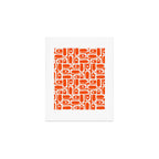 Mid Century Modern Piquet Abstract Multi Pattern in 70s Tangerine Orange and Cream Beige Art Print Gallery Image 1