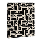 Mid Century Modern Piquet Abstract Multi Pattern in Black and Almond Cream Canvas Print Gallery Image 8