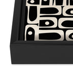 Mid Century Modern Piquet Abstract Multi Pattern in Black and Almond Cream Framed Canvas Print Gallery Image 3