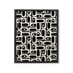 Mid Century Modern Piquet Abstract Multi Pattern in Black and Almond Cream Framed Canvas Print Gallery Image 8