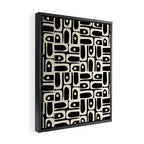 Mid Century Modern Piquet Abstract Multi Pattern in Black and Almond Cream Framed Canvas Print Gallery Image 2