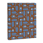 Mid Century Modern Piquet Abstract Multi Pattern in Blue and Brown Canvas Print Gallery Image 8