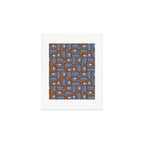 Mid Century Modern Piquet Abstract Multi Pattern in Blue and Brown Art Print Gallery Image 1