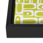 Mid Century Modern Piquet Abstract Multi Pattern in Chartreuse and White Framed Canvas Print Gallery Image 3