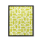 Mid Century Modern Piquet Abstract Multi Pattern in Chartreuse and White Framed Canvas Print Gallery Image 8