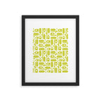 Mid Century Modern Piquet Abstract Multi Pattern in Chartreuse and White Framed Art Print Gallery Image 6