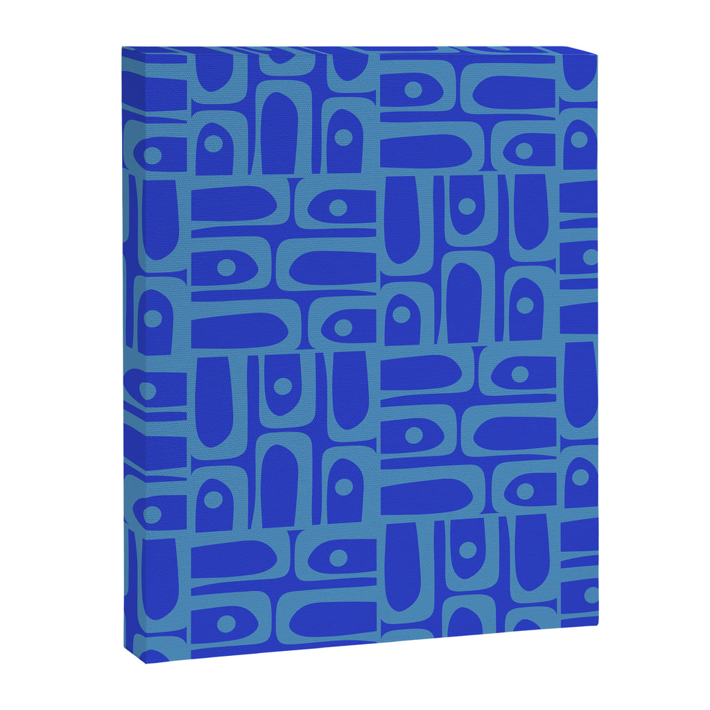 Mid Century Modern Piquet Abstract Multi Pattern in Cobalt and Sea Blue Canvas Print Gallery Image 8