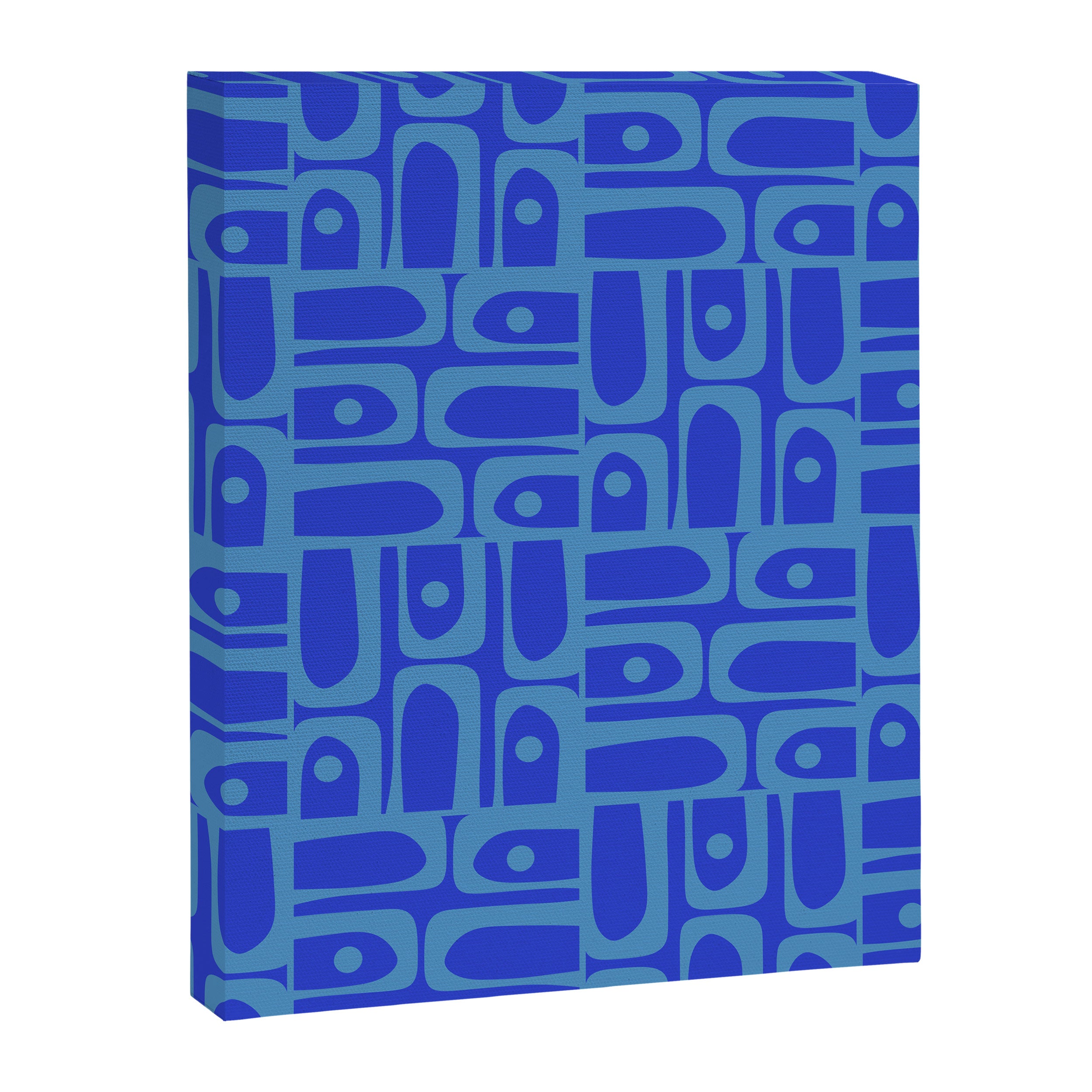 Mid Century Modern Piquet Abstract Multi Pattern in Cobalt and Sea Blue Canvas Print Gallery Image 8