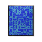 Mid Century Modern Piquet Abstract Multi Pattern in Cobalt and Sea Blue Framed Canvas Print Gallery Image 8