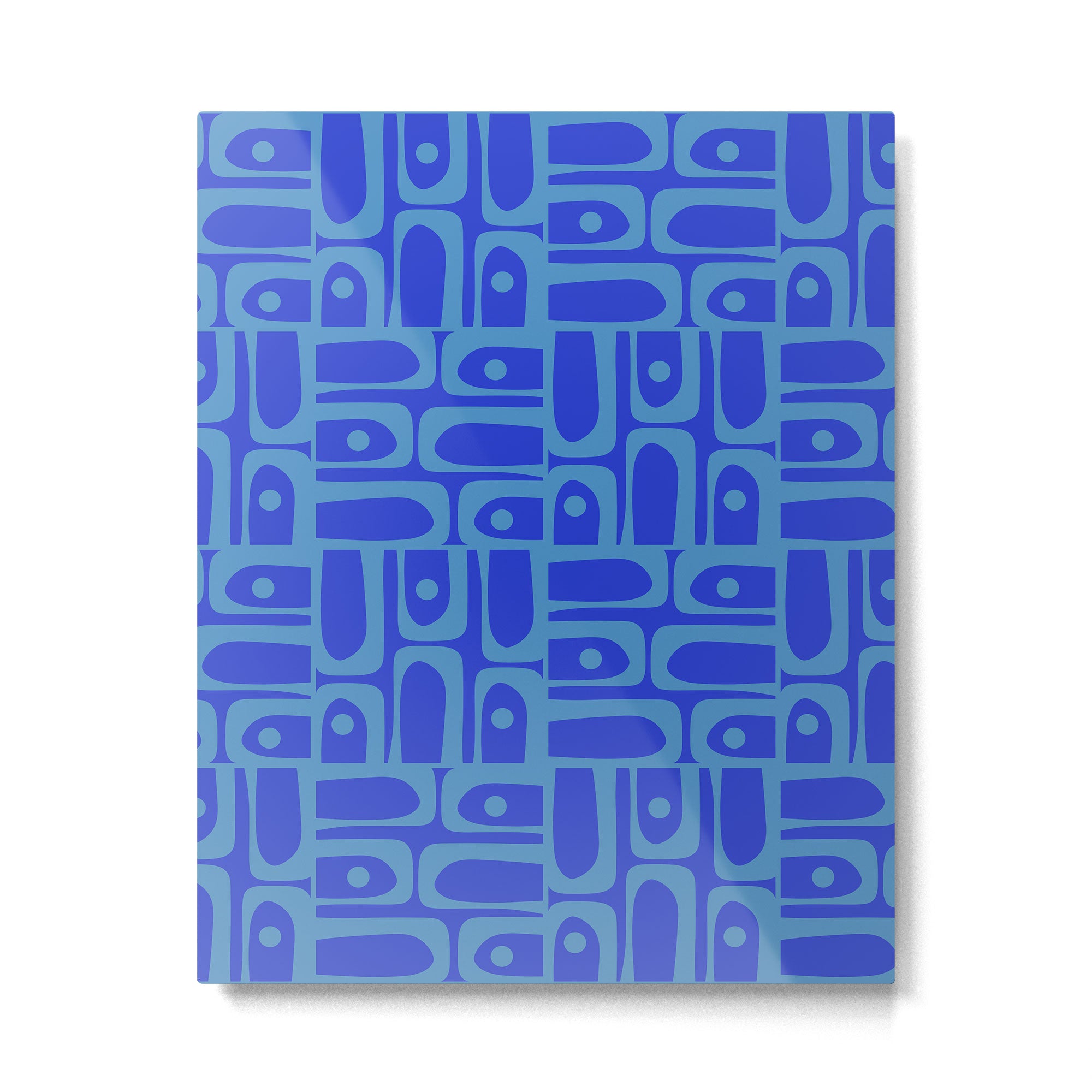 Mid Century Modern Piquet Abstract Multi Pattern in Cobalt and Sea Blue Metal Print Gallery Image 6