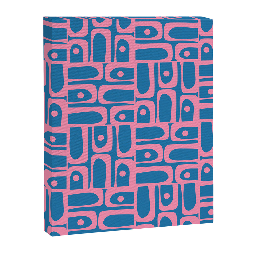 Mid Century Modern Piquet Abstract Multi Pattern in Colorful Pink and Blue Canvas Print Gallery Image 8