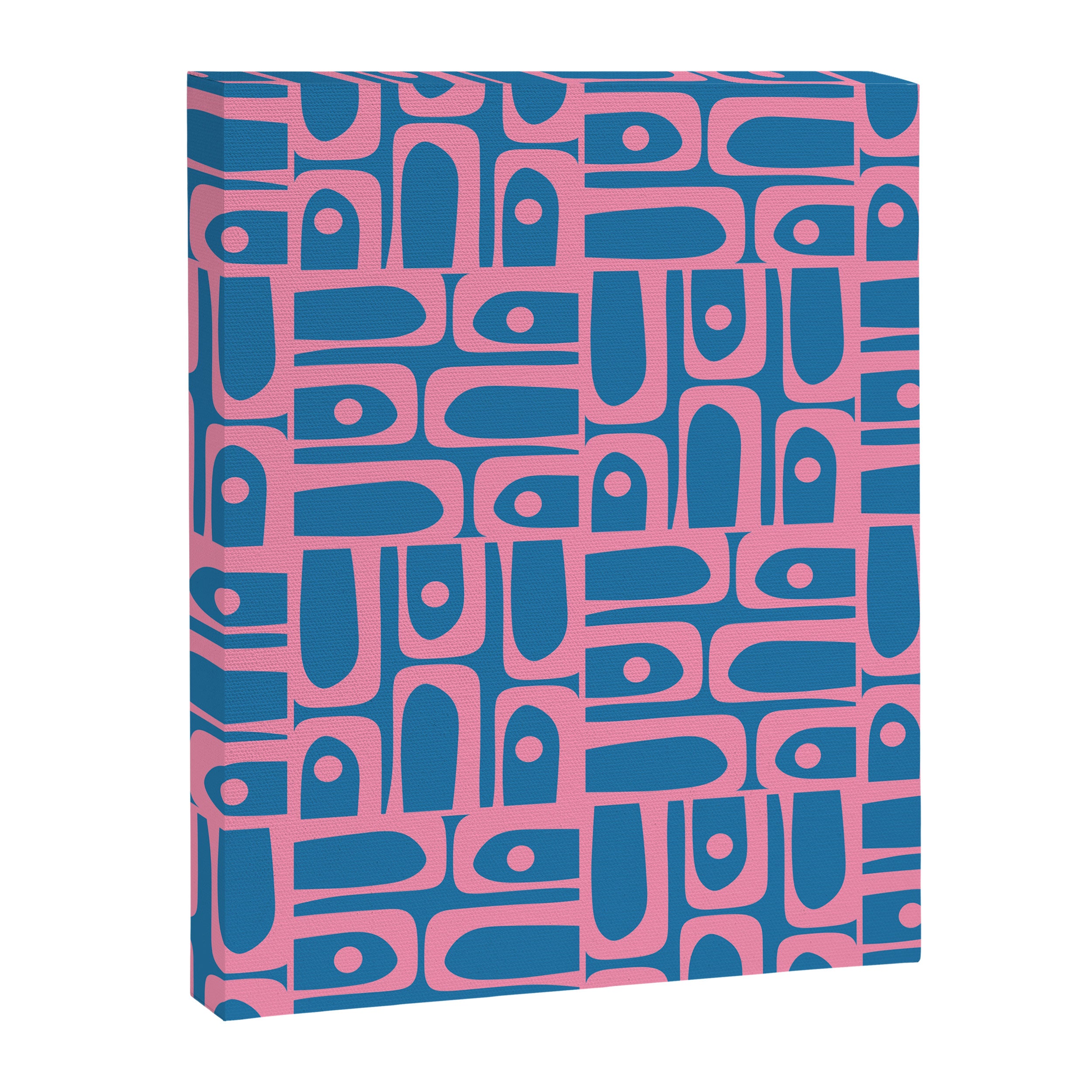 Mid Century Modern Piquet Abstract Multi Pattern in Colorful Pink and Blue Canvas Print Gallery Image 8
