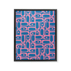 Mid Century Modern Piquet Abstract Multi Pattern in Colorful Pink and Blue Framed Canvas Print Gallery Image 8