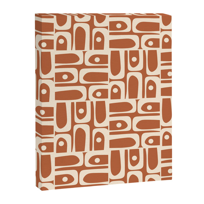 Mid Century Modern Piquet Abstract Multi Pattern in Earthy Red Brown and Beige Cream Canvas Print Gallery Image 1
