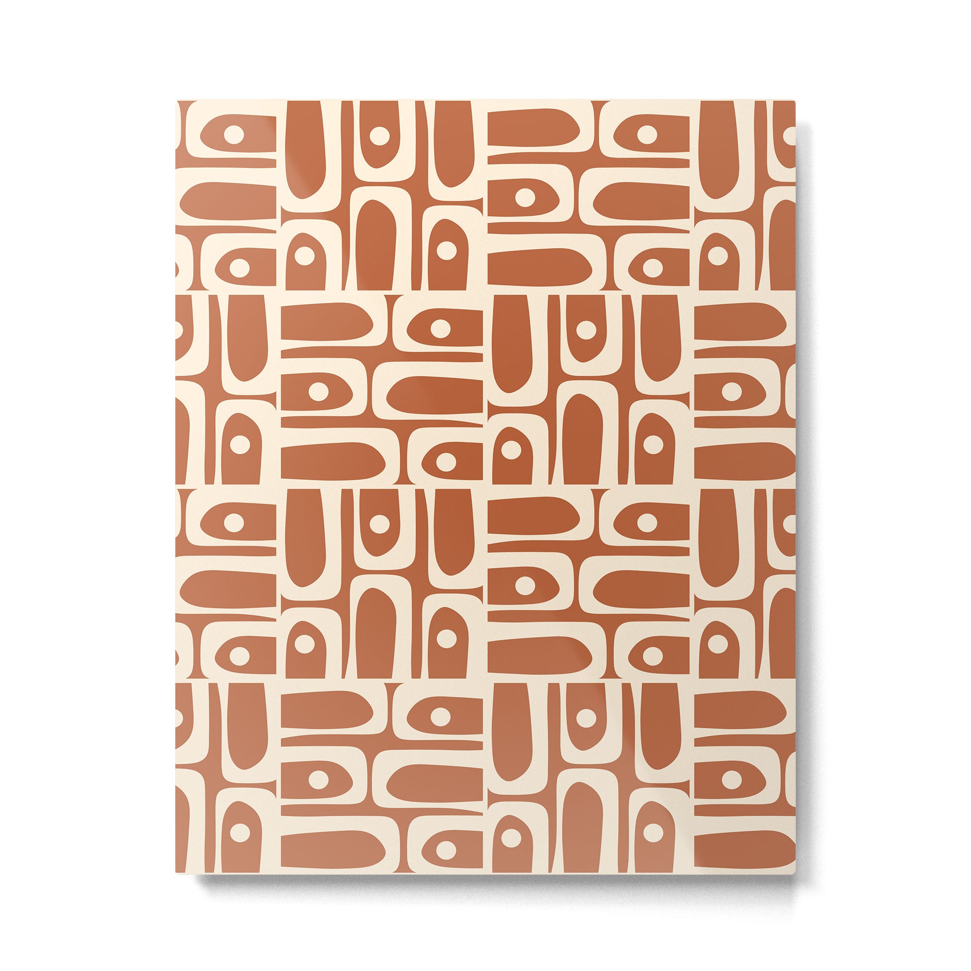 Mid Century Modern Piquet Abstract Multi Pattern in Earthy Red Brown and Beige Cream Metal Print Gallery Image 6