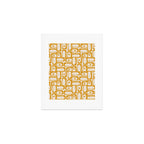 Mid Century Modern Piquet Abstract Multi Pattern in Golden Ochre Mustard and Beige Art Print Gallery Image 1