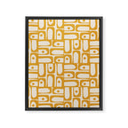Mid Century Modern Piquet Abstract Multi Pattern in Golden Ochre Mustard and Beige Framed Canvas Print Gallery Image 8