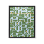 Mid Century Modern Piquet Abstract Multi Pattern in Green Light Blue Yellow-Orange Framed Canvas Print Gallery Image 8
