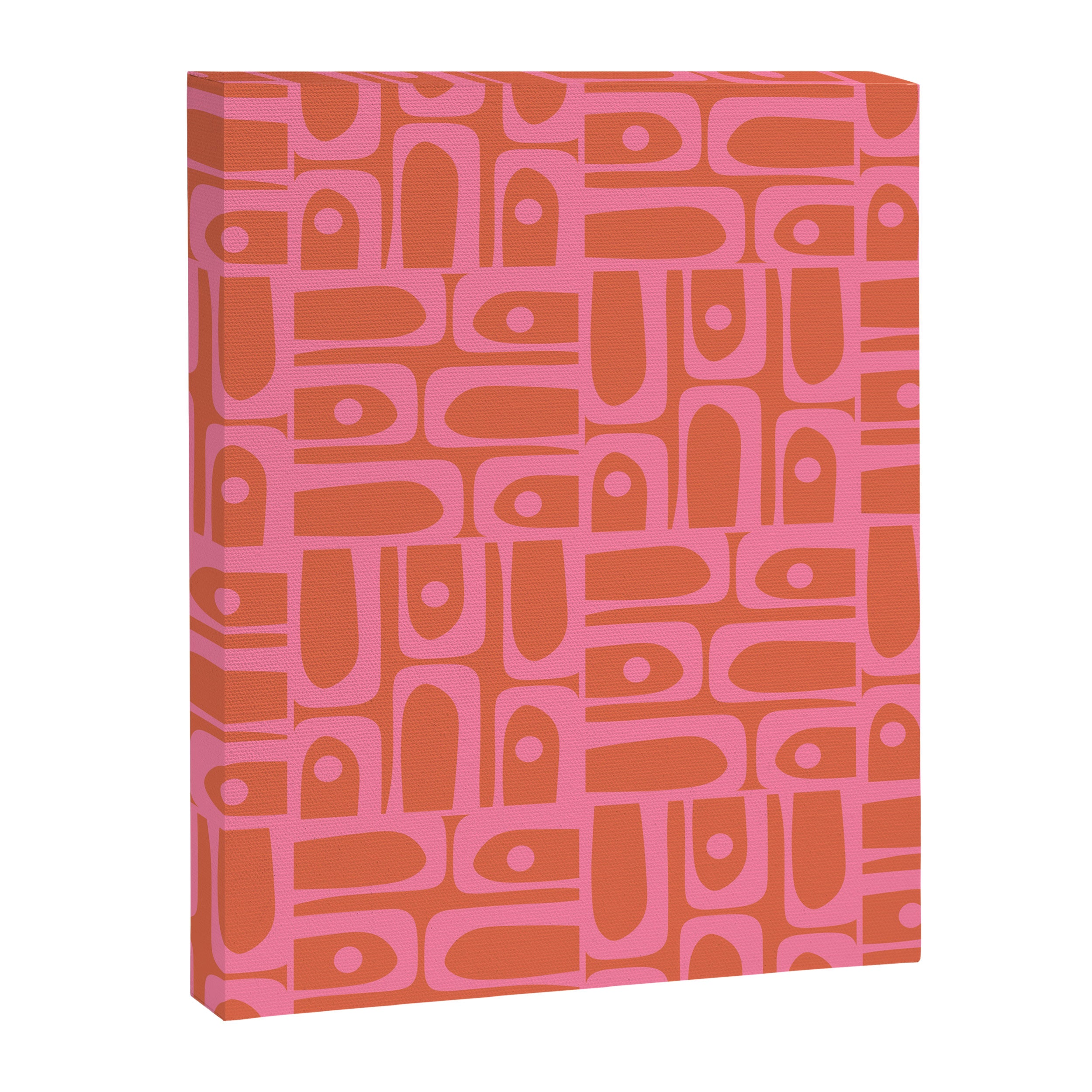 Mid Century Modern Piquet Abstract Multi Pattern in Hot Pink and Spiced Orange Canvas Print Gallery Image 8