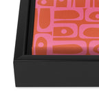 Mid Century Modern Piquet Abstract Multi Pattern in Hot Pink and Spiced Orange Framed Canvas Print Gallery Image 3