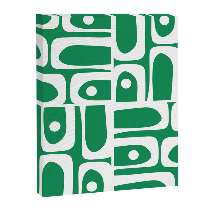 Mid Century Modern Piquet Abstract Multi Pattern in Kelly Green and White Canvas Print Gallery Image 1