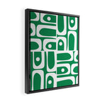 Mid Century Modern Piquet Abstract Multi Pattern in Kelly Green and White Framed Canvas Print Gallery Image 2